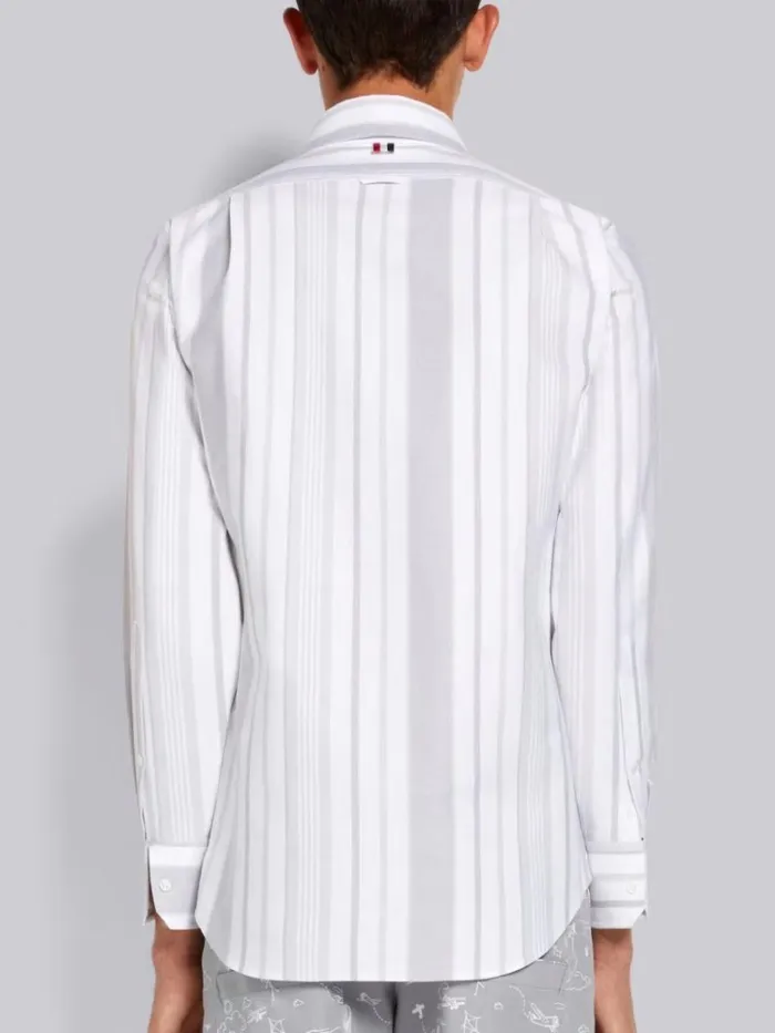 Patchwork Mr Thom And Kite Straight Fit Shirt Medium Grey Men Thom Browne Shirting