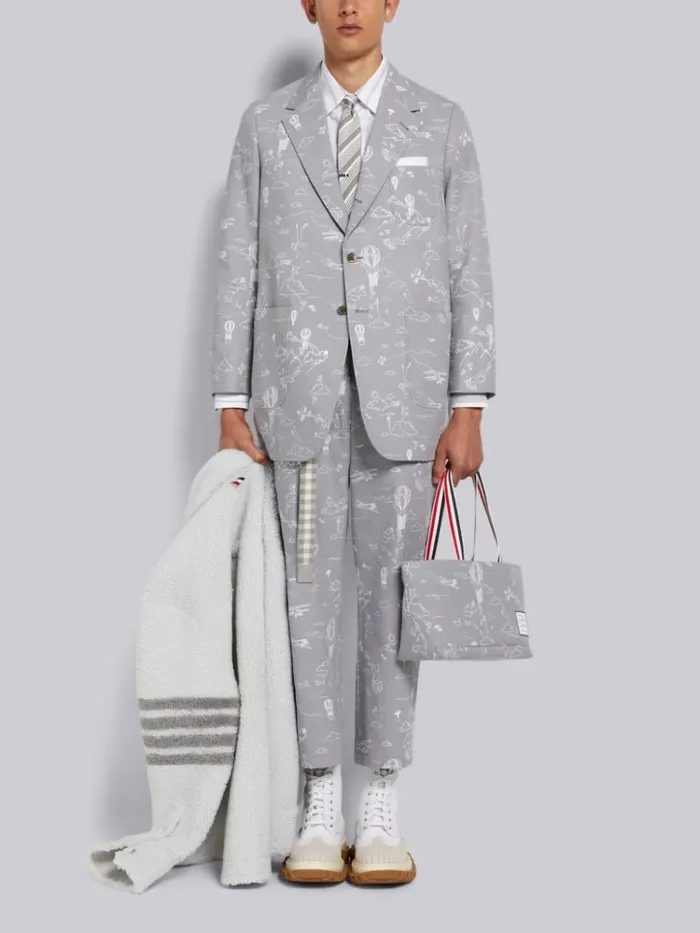 Patchwork Mr Thom And Kite Straight Fit Shirt Medium Grey Men Thom Browne Shirting