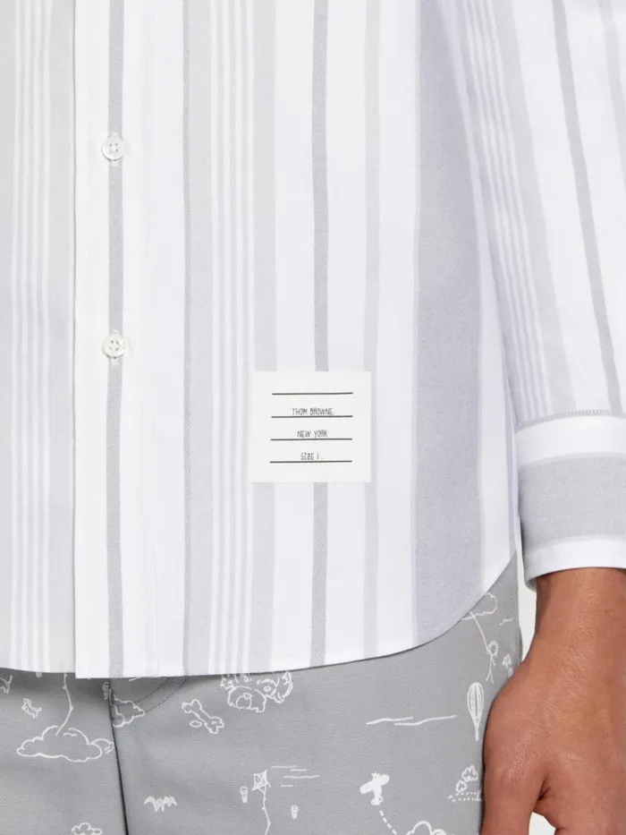 Patchwork Mr Thom And Kite Straight Fit Shirt Medium Grey Men Thom Browne Shirting