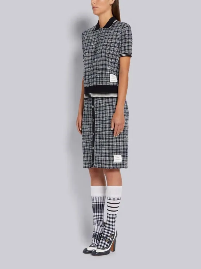 Pebble Grain Leather 105mm Block Heel Brogued Criss Cross Thom John Navy Women Thom Browne Heels