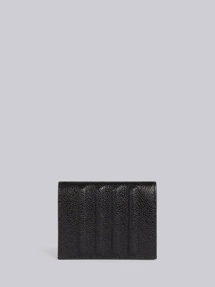 Pebble Grain Leather Debossed 4bar Double Card Holder Black WomenMen Thom Browne Purses and Wallets