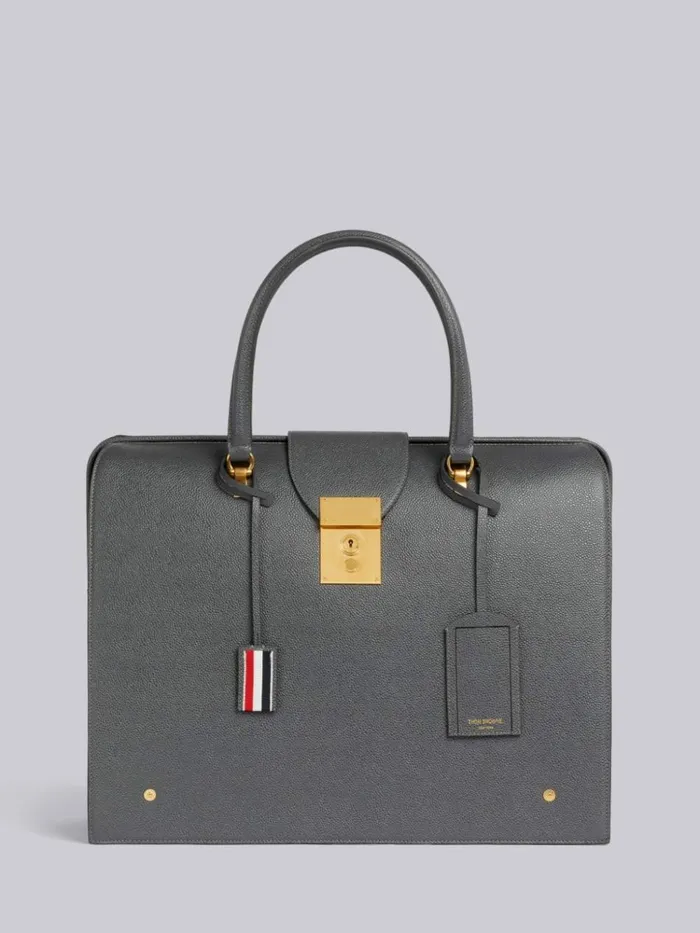 Pebble Grain Leather Mr Thom Bag Dark Grey WomenMen Thom Browne Handbags and Totes Pebble Grain Leather Mr Thom Bag Dark Grey WomenMen Thom Browne Handbags and Totes