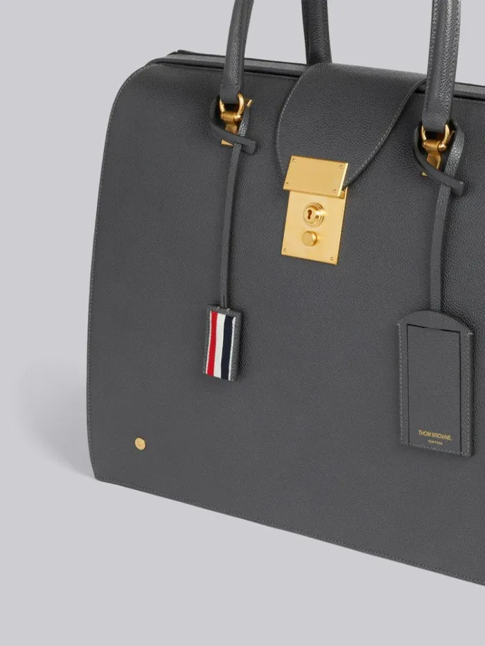 Pebble Grain Leather Mr Thom Bag Dark Grey WomenMen Thom Browne Handbags and Totes