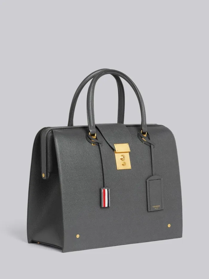 Pebble Grain Leather Mr Thom Bag Dark Grey WomenMen Thom Browne Handbags and Totes