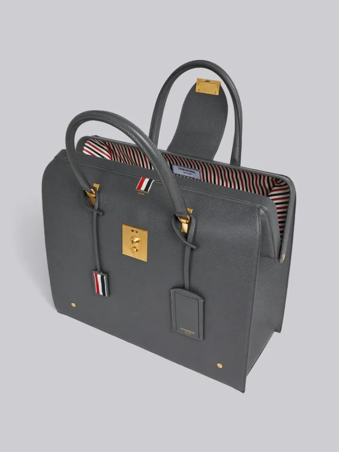 Pebble Grain Leather Mr Thom Bag Dark Grey WomenMen Thom Browne Handbags and Totes
