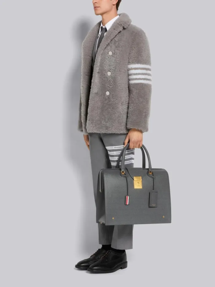Pebble Grain Leather Mr Thom Bag Dark Grey WomenMen Thom Browne Handbags and Totes
