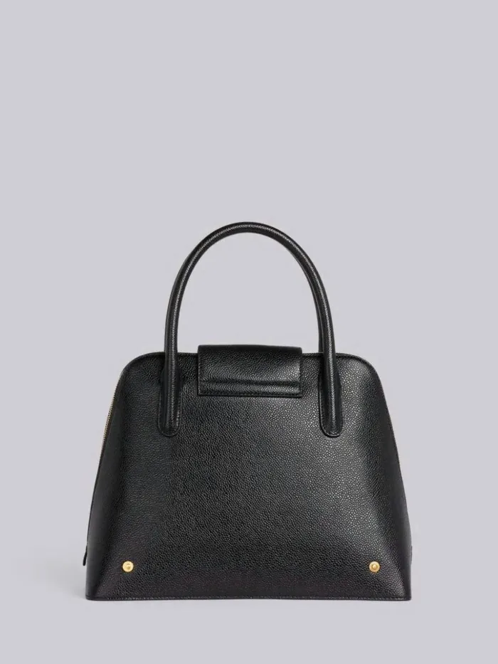 Pebble Grain Leather Removable Shoulder Strap Mrs Thom Satchel Black Women Thom Browne Handbags and Totes