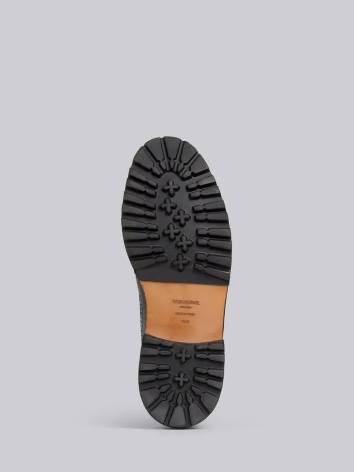 Pebble Grain Leather Stripe Insert Hiking Sole Longwing Boot Black Men Thom Browne Boots