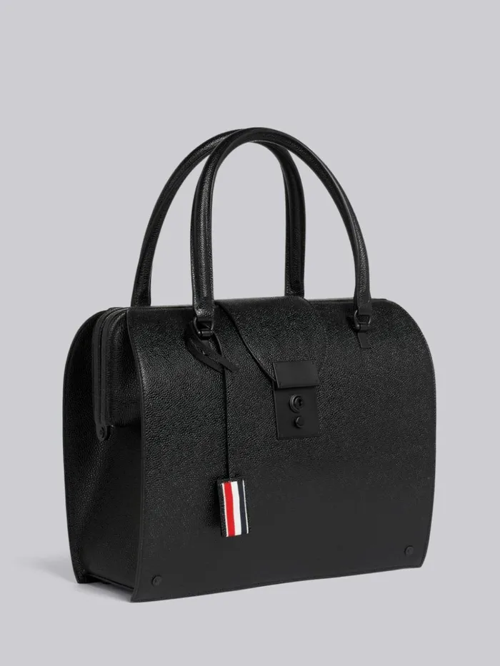 Pebble Grain Leather Tonal Hardware Mrs Thom Bag Black Women Thom Browne Handbags and Totes
