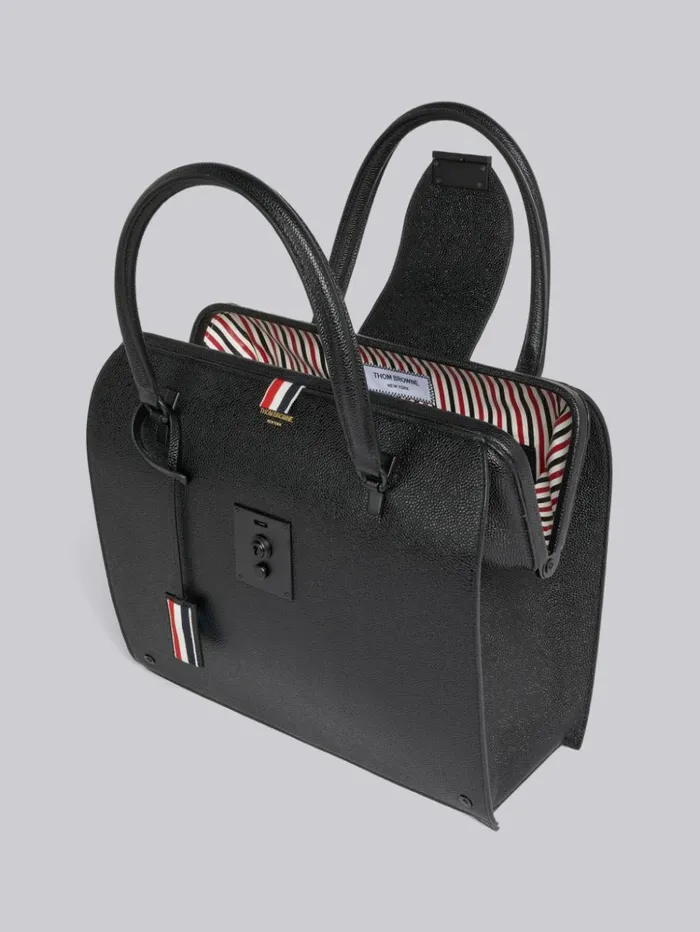 Pebble Grain Leather Tonal Hardware Mrs Thom Bag Black Women Thom Browne Handbags and Totes