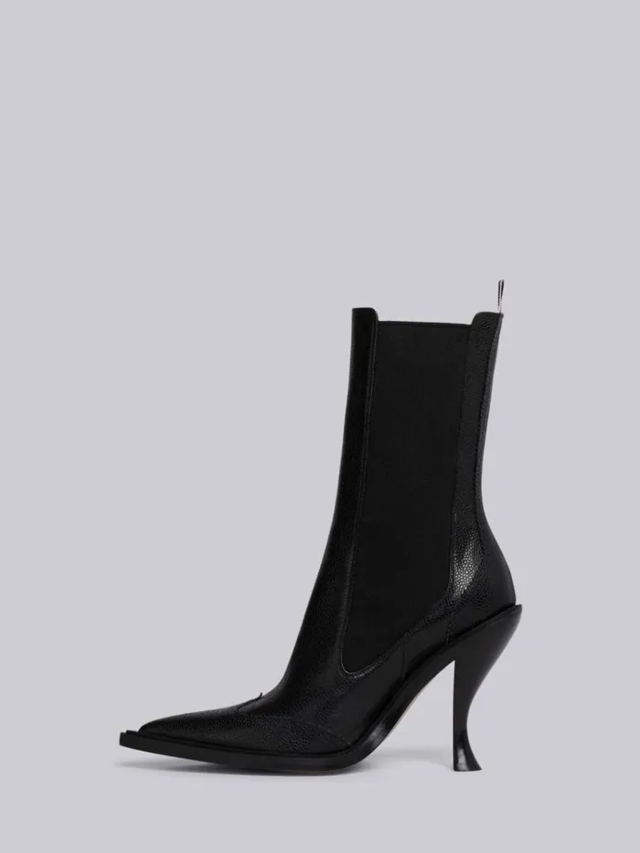 Pebbled Calfskin Brogue Spectator Wingtip Boot Black Women Thom Browne Heels Pebbled Calfskin Brogue Spectator Wingtip Boot Black Women Thom Browne Heels