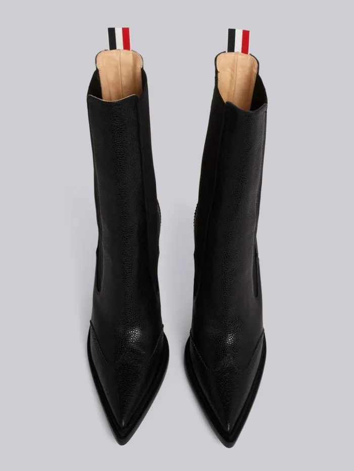 Pebbled Calfskin Brogue Spectator Wingtip Boot Black Women Thom Browne Heels Pebbled Calfskin Brogue Spectator Wingtip Boot Black Women Thom Browne Heels
