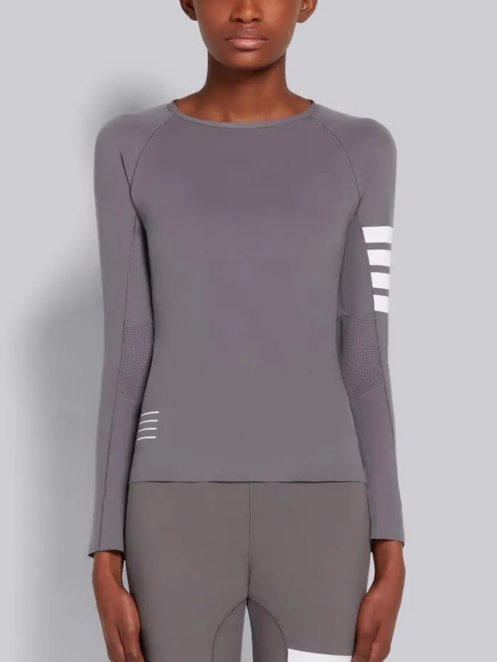 Piecedyed Interlock 4bar Compression Tee Medium Grey Women Thom Browne Sweats Piecedyed Interlock 4bar Compression Tee Medium Grey Women Thom Browne Sweats