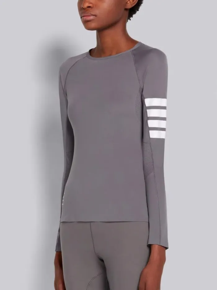 Piecedyed Interlock 4bar Compression Tee Medium Grey Women Thom Browne Sweats