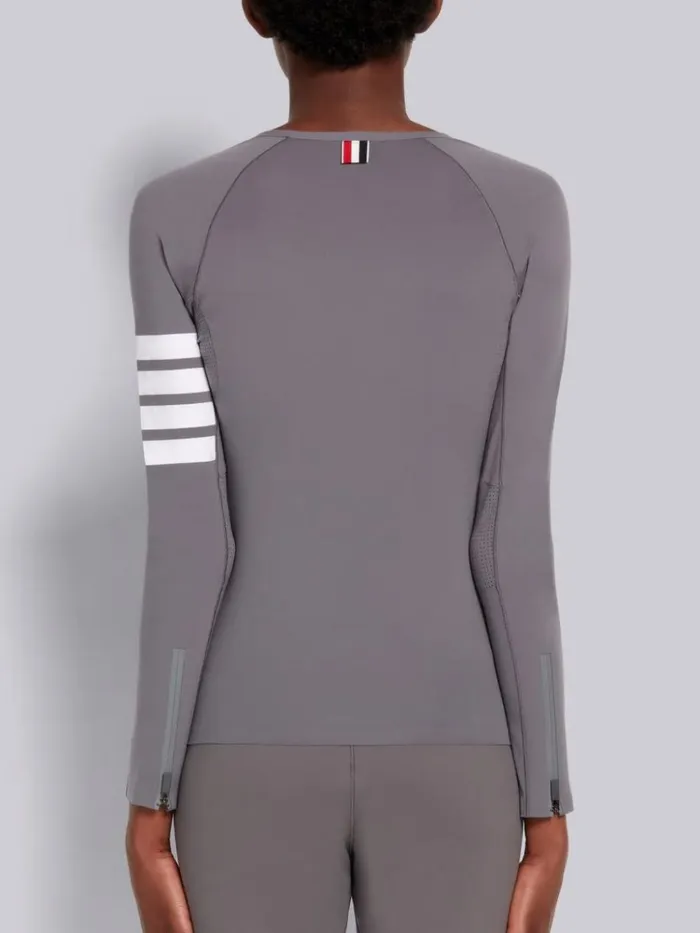 Piecedyed Interlock 4bar Compression Tee Medium Grey Women Thom Browne Sweats