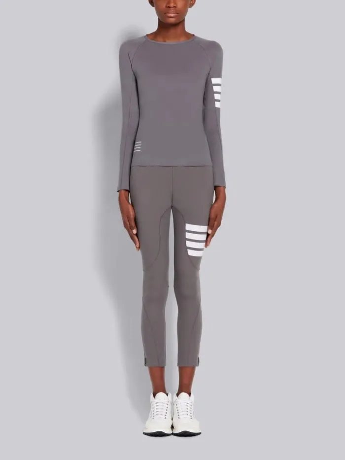 Piecedyed Interlock 4bar Compression Tee Medium Grey Women Thom Browne Sweats