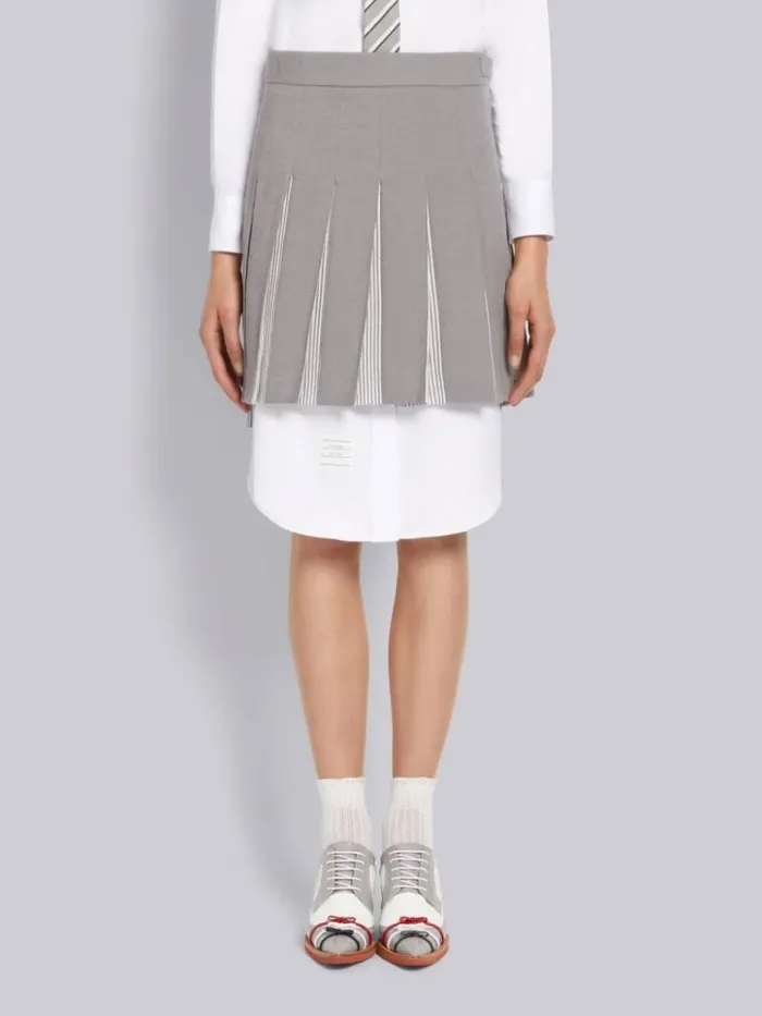 Piece Dyed Seersucker Pleated Dropped Back Mini Skirt Medium Grey Women Thom Browne Skirts Piece Dyed Seersucker Pleated Dropped Back Mini Skirt Medium Grey Women Thom Browne Skirts