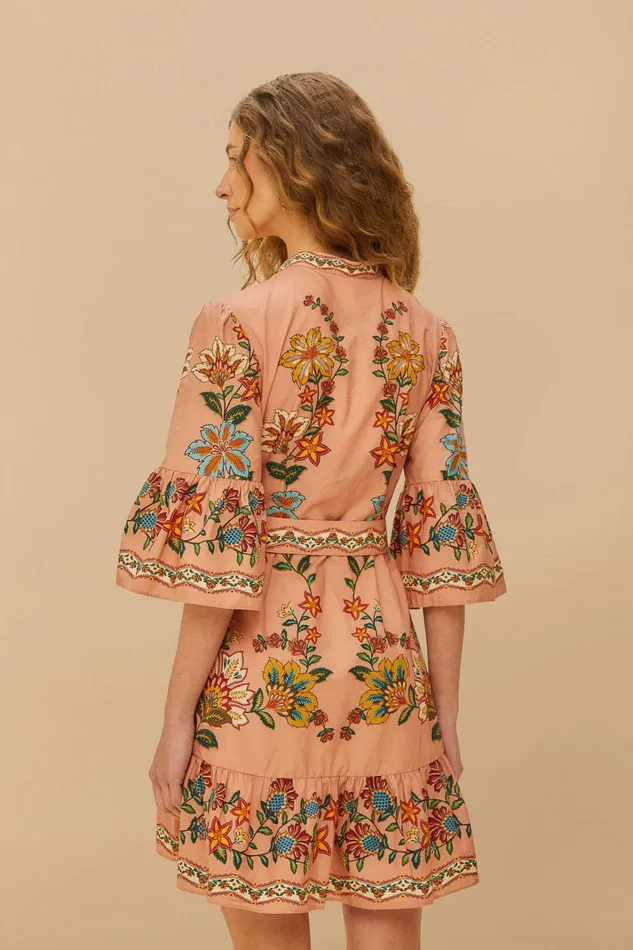 Pink Garden Delight Belted Mini Dress Women FARM Rio Mini Dresses Pink Garden Delight Belted Mini Dress Women FARM Rio Mini Dresses