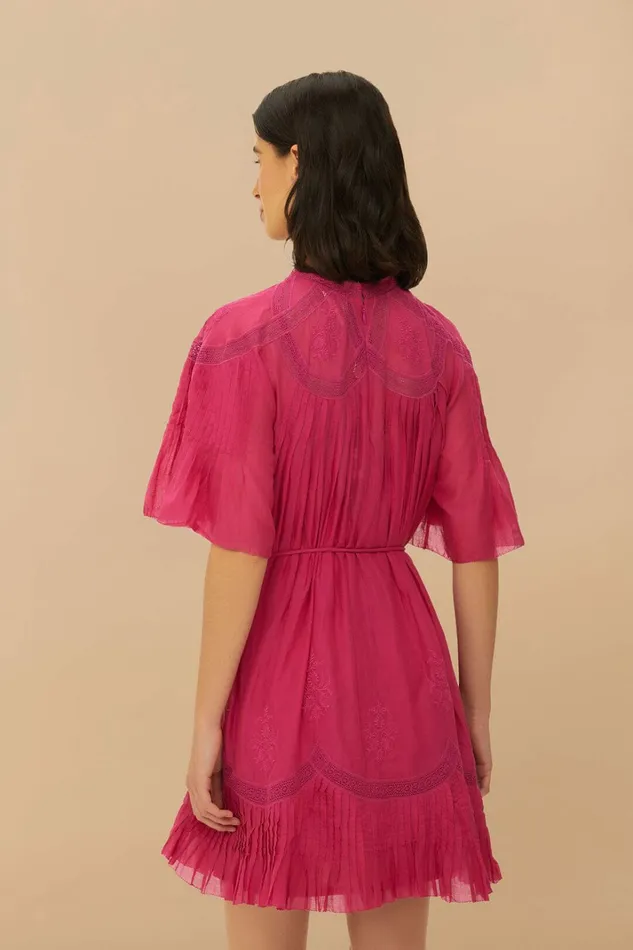 Pink Short Sleeve Ruched Mini Dress Women FARM Rio Mini Dresses Pink Short Sleeve Ruched Mini Dress Women FARM Rio Mini Dresses