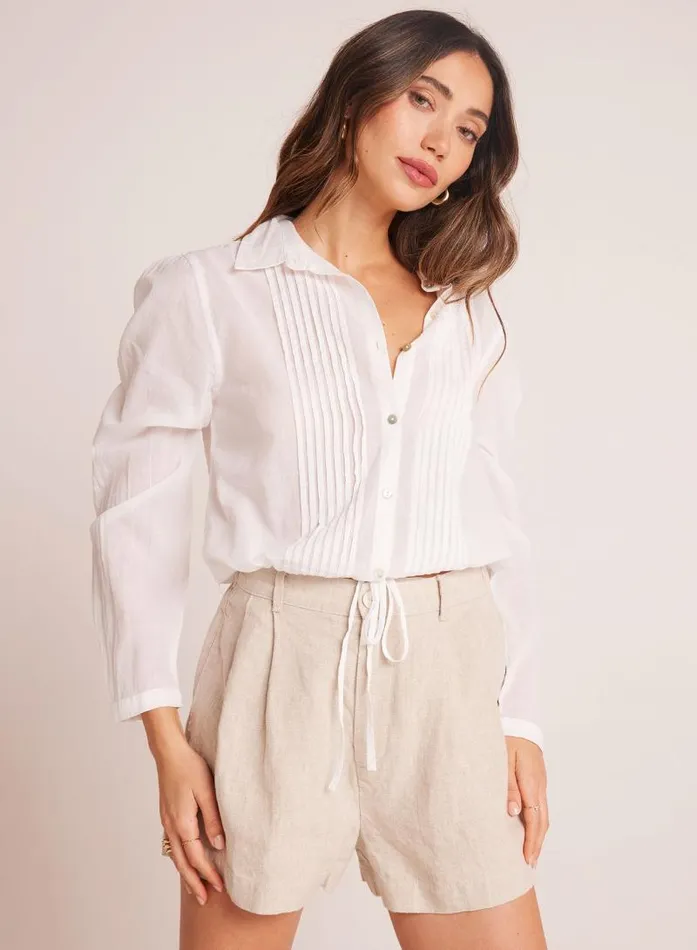 Pintuck Crop Button Down 8211 White Women Bella Dahl Long Sleeve