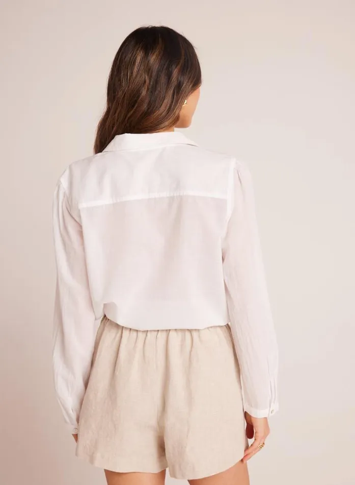 Pintuck Crop Button Down 8211 White Women Bella Dahl Long Sleeve