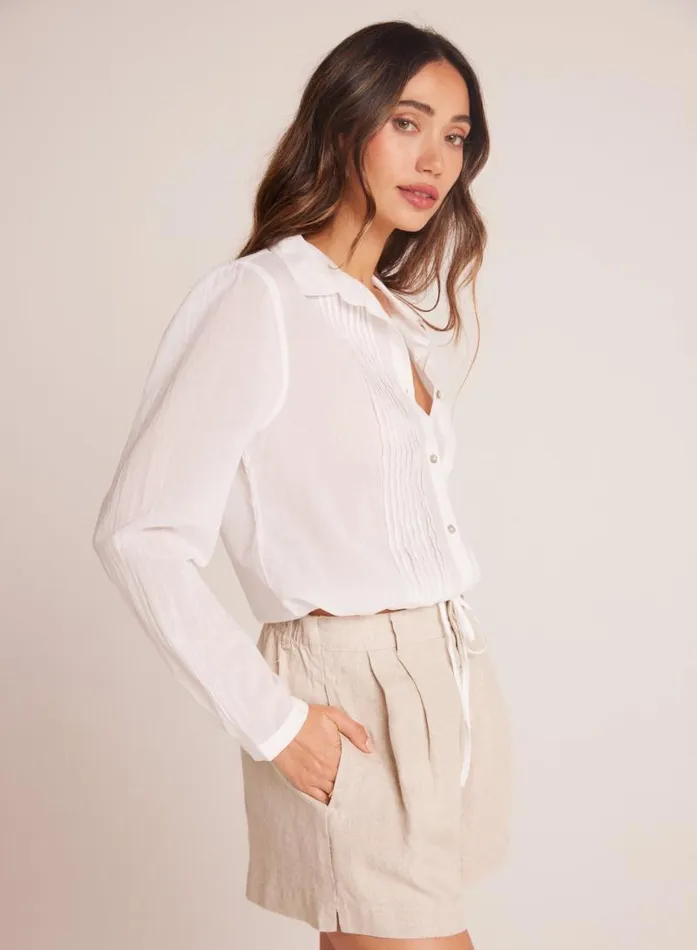 Pintuck Crop Button Down 8211 White Women Bella Dahl Long Sleeve