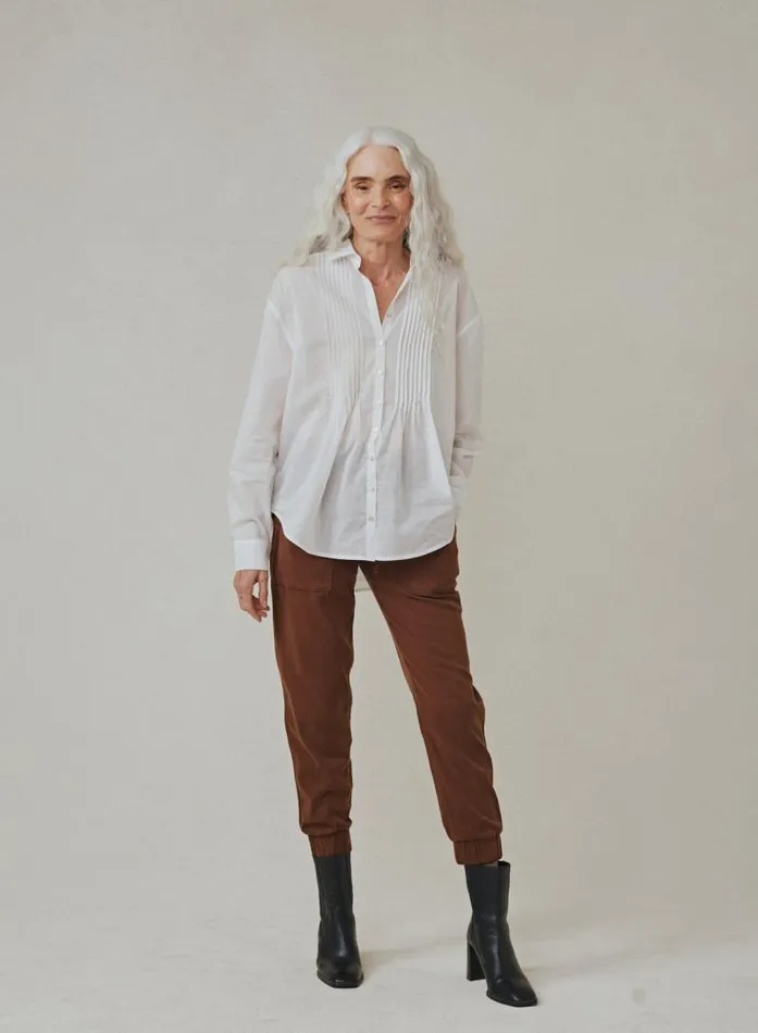 Pintuck Flowy Shirt 8211 White Women Bella Dahl Long Sleeve
