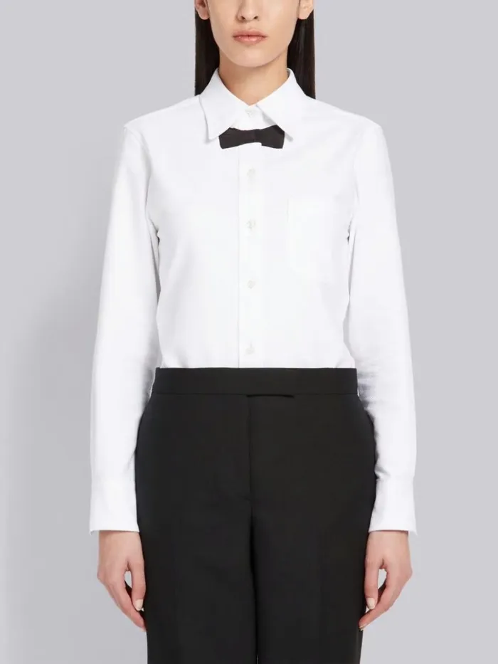 Pique Trompe L039oeil Bow Tie Button Down Shirt White Women Thom Browne Tops and Shirts Pique Trompe L039oeil Bow Tie Button Down Shirt White Women Thom Browne Tops and Shirts