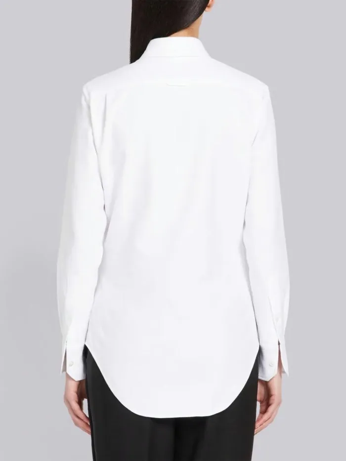 Pique Trompe L039oeil Bow Tie Button Down Shirt White Women Thom Browne Tops and Shirts