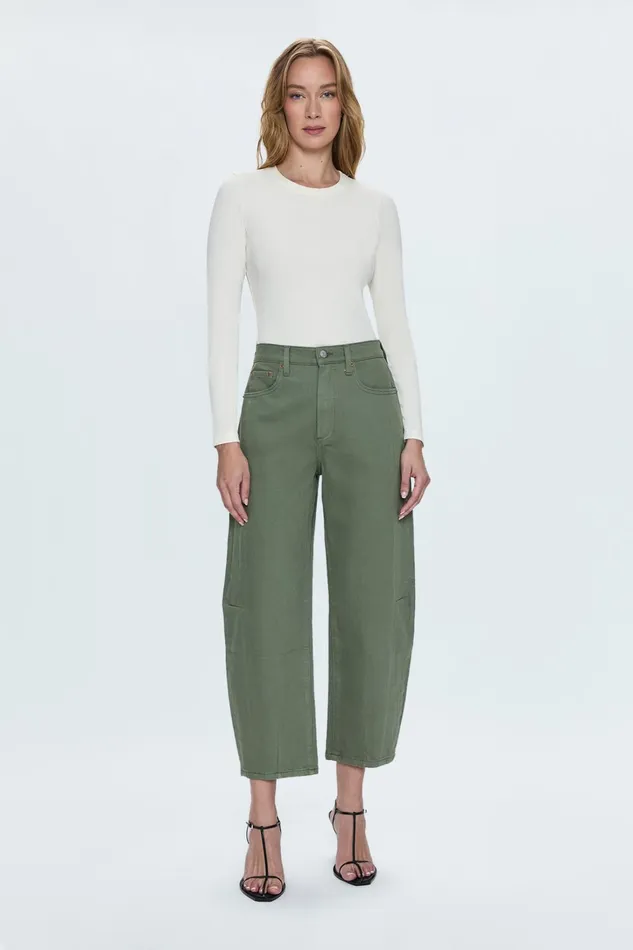 Pistola Denim Denim Women Eli High Rise Barrel Jean 8211 Calvary Olive