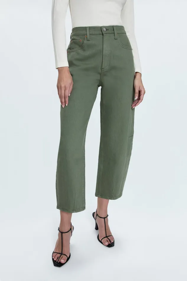 Pistola Denim Denim Women Eli High Rise Barrel Jean 8211 Calvary Olive