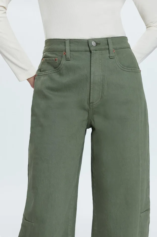 Pistola Denim Denim Women Eli High Rise Barrel Jean 8211 Calvary Olive