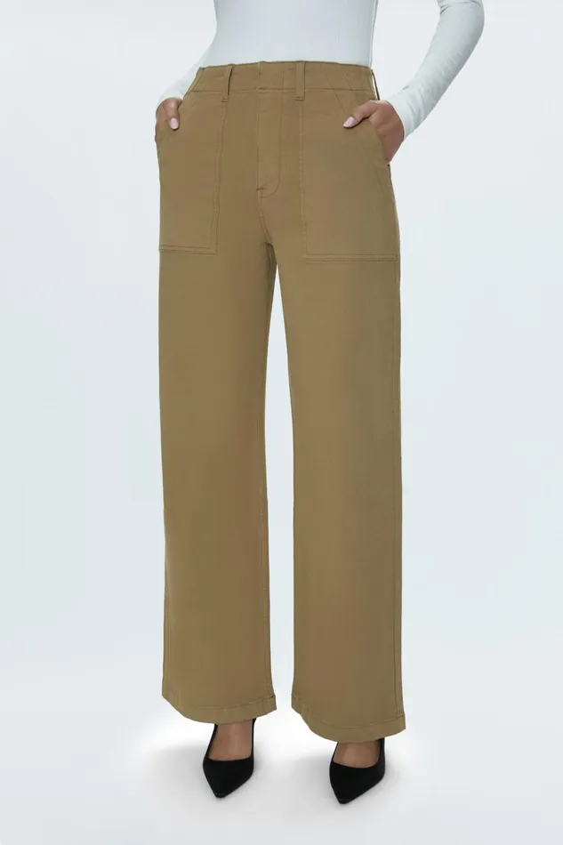 Pistola Denim Pants Women Nicole Wide Leg Pant 8211 Khaki