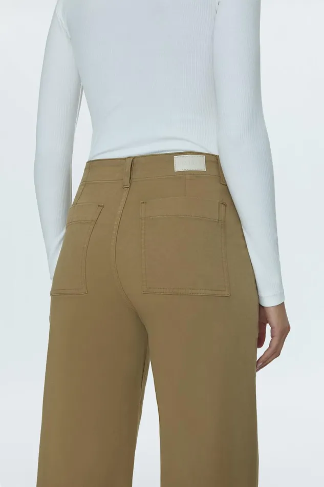 Pistola Denim Pants Women Nicole Wide Leg Pant 8211 Khaki