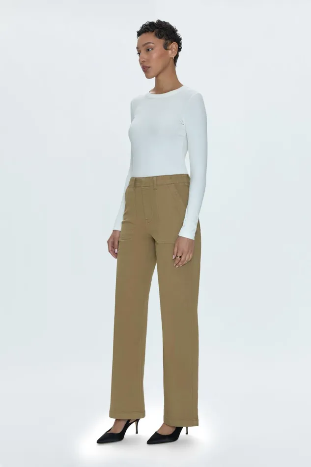 Pistola Denim Pants Women Nicole Wide Leg Pant 8211 Khaki