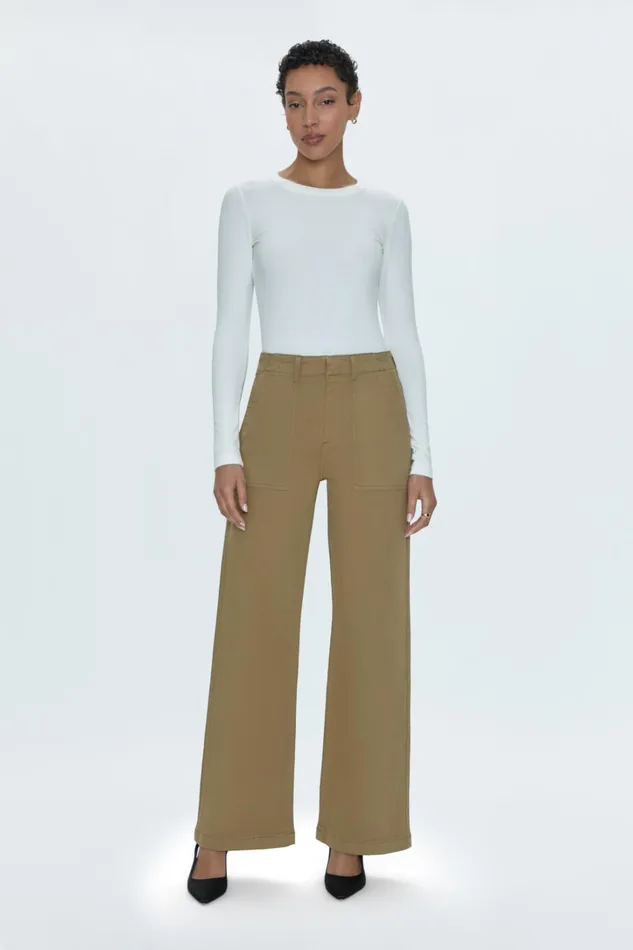 Pistola Denim Pants Women Nicole Wide Leg Pant 8211 Khaki