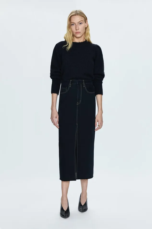 Pistola Denim Skirts Women Alice Midi Skirt 8211 Noir