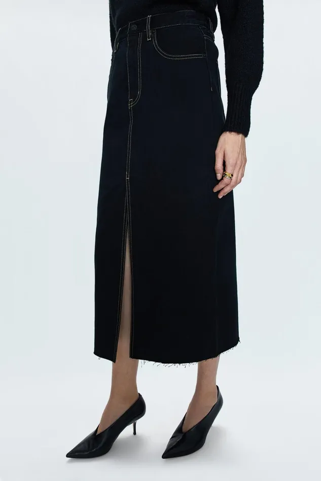 Pistola Denim Skirts Women Alice Midi Skirt 8211 Noir