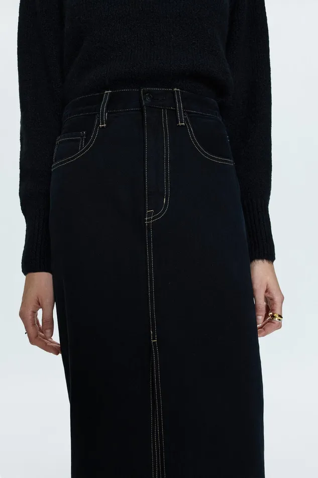 Pistola Denim Skirts Women Alice Midi Skirt 8211 Noir