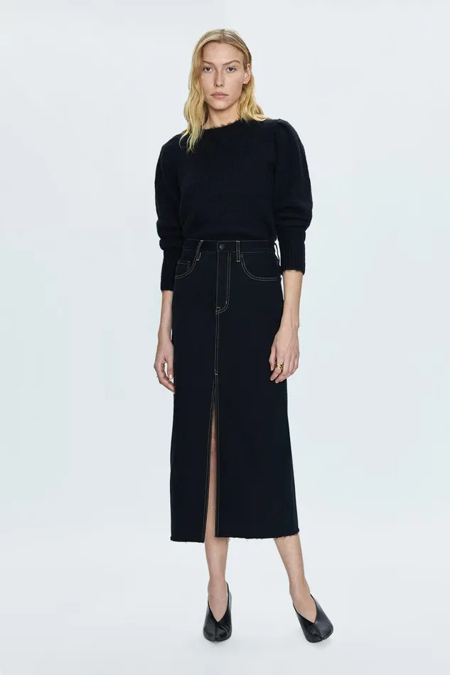 Pistola Denim Skirts Women Alice Midi Skirt 8211 Noir