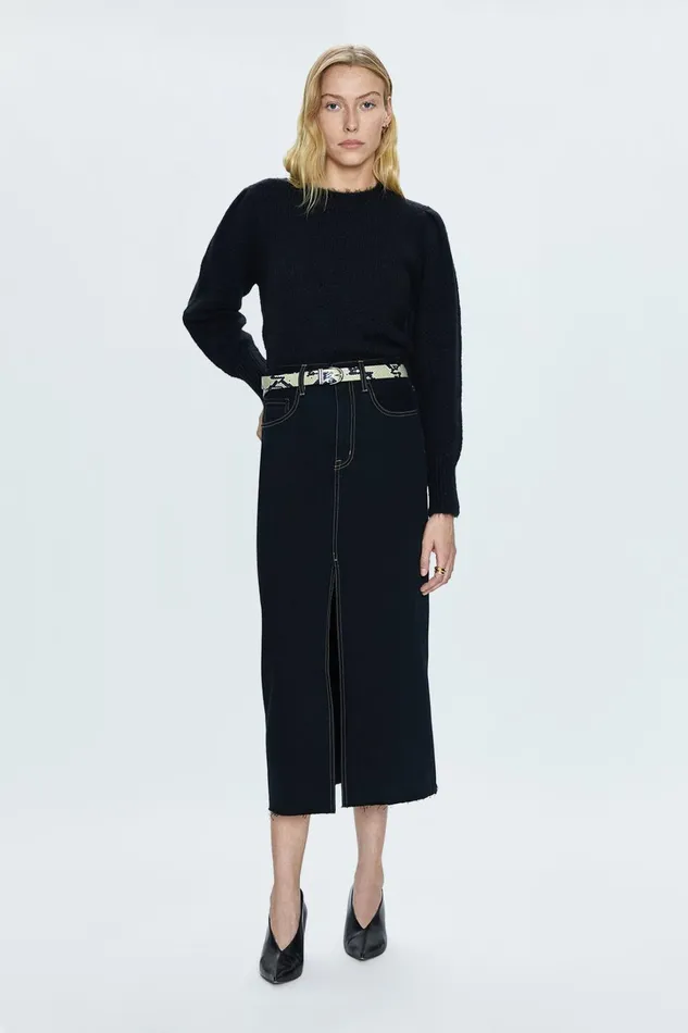 Pistola Denim Skirts Women Alice Midi Skirt 8211 Noir