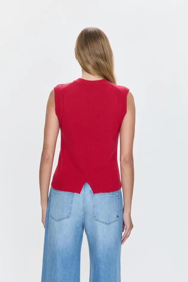 Pistola Denim Sweaters and Knits Women Leandra Sleeveless Crewneck Sweater 8211 Ruby