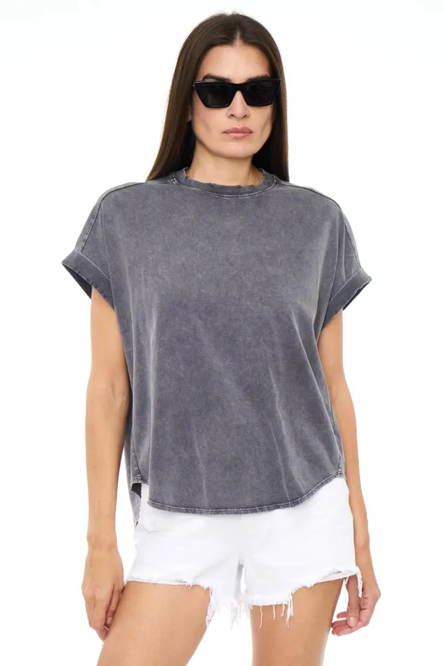 Pistola Denim Tees and Tanks Women Porter Oversized Tunic Tee 8211 Vintage Black