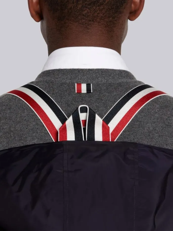 Poly Twill Downfill Hooded Football 4bar Parka Navy Men Thom Browne Outerwear