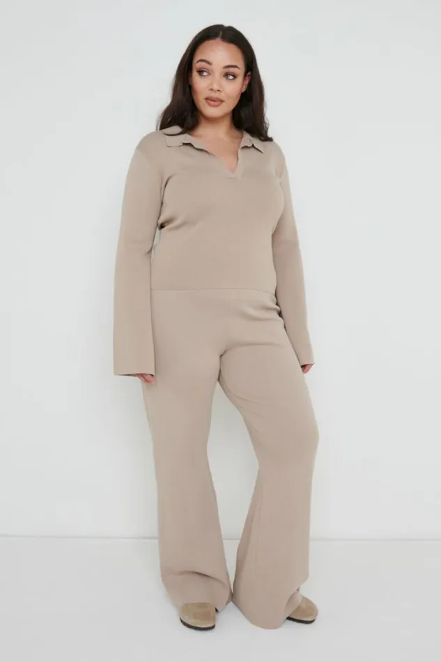 Pretty Lavish Bottoms Hayden Knit Trousers Beige 8211 Women