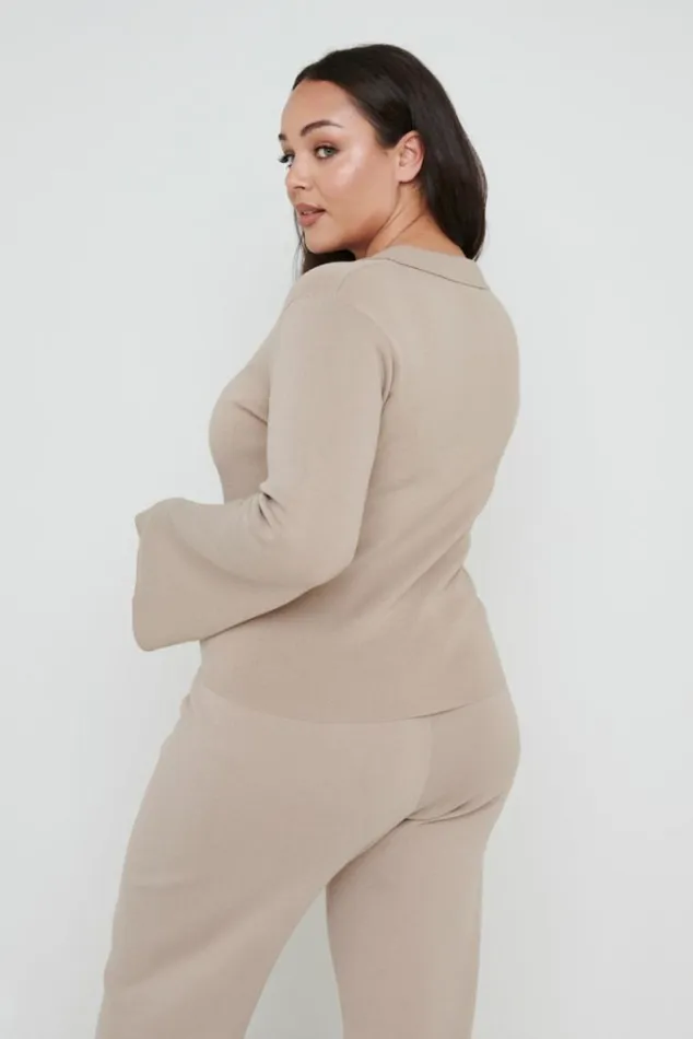 Pretty Lavish Bottoms Hayden Knit Trousers Beige 8211 Women