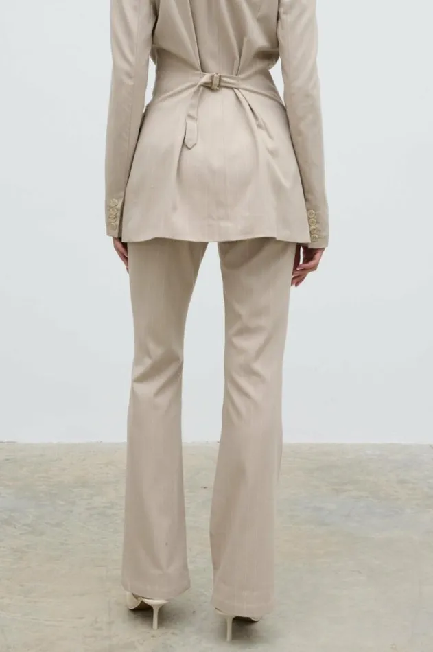 Pretty Lavish Bottoms Jaycie Straight Leg Pinstripe Trousers Beige 8211 Women