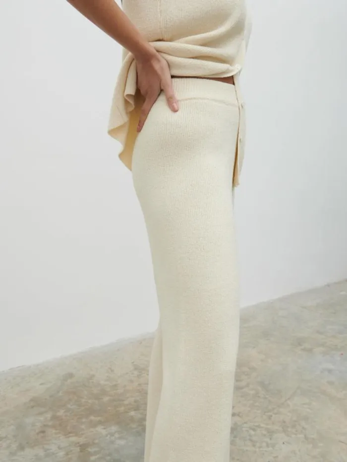 Pretty Lavish Bottoms Kourtney Knit Trousers Cream 8211 Women