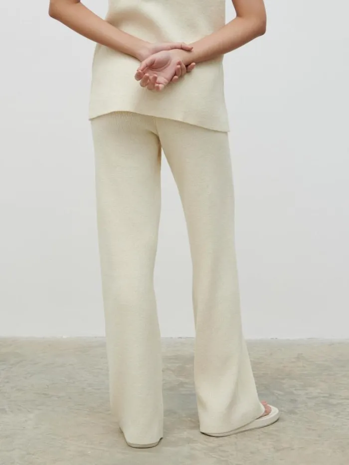 Pretty Lavish Bottoms Kourtney Knit Trousers Cream 8211 Women