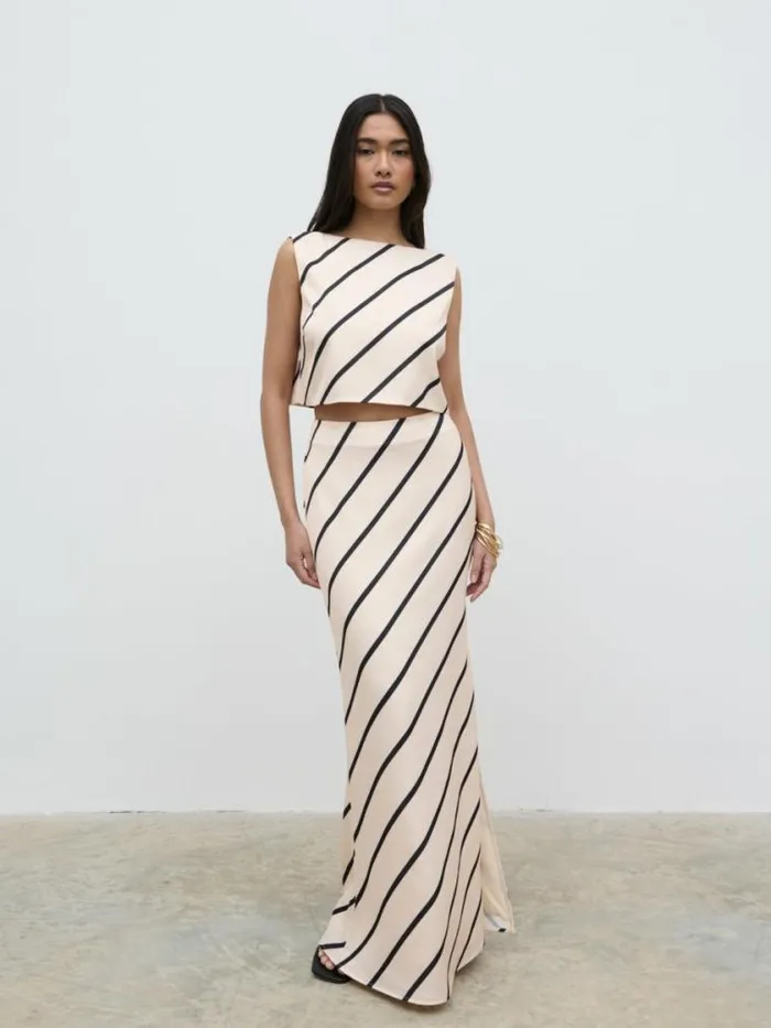 Pretty Lavish Bottoms Zuri Maxi Skirt Asymmetric Stripe 8211 Women
